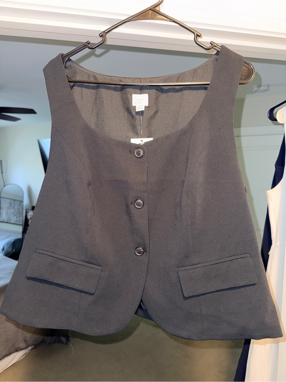 a new day Black Tailored Button-Front Women's Vest